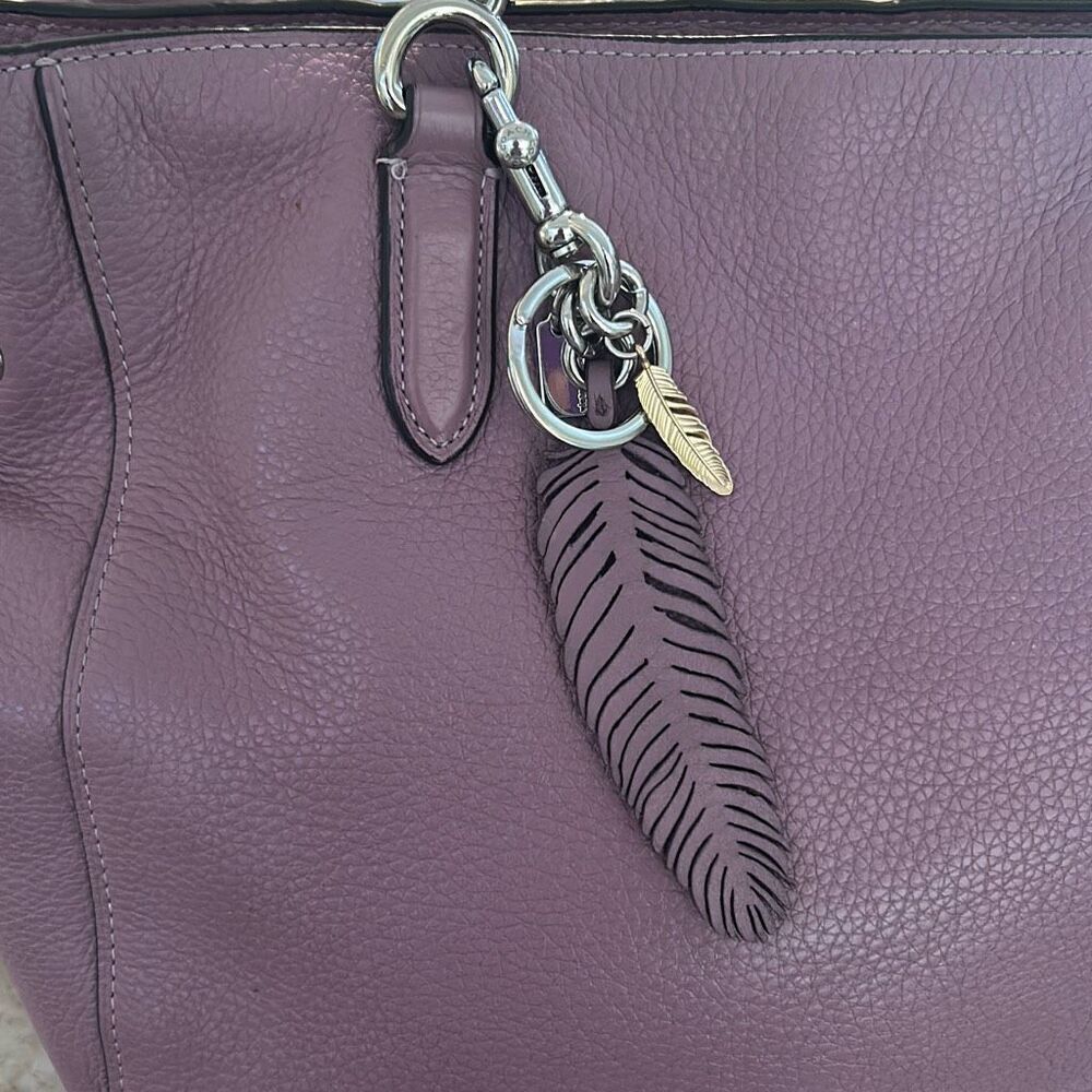COACH Lilac Leather Feathers Keychain